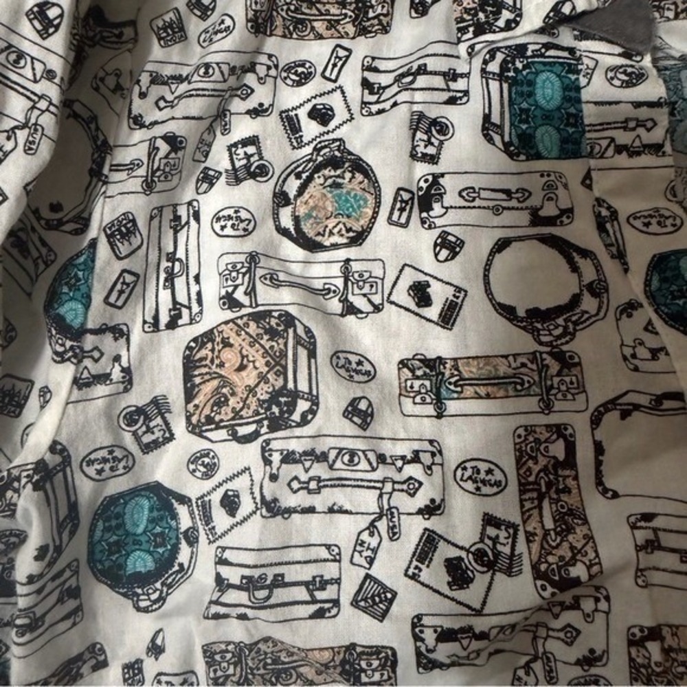 Style & Co Button Down Shirt Womens Medium Travel Print Tie Front Excellent - Picture 5 of 10
